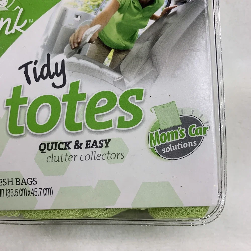 Tidy Totes Car Quick Clutter Collectors 4 Green Mesh Bags 18x14 Drawstring Reuse